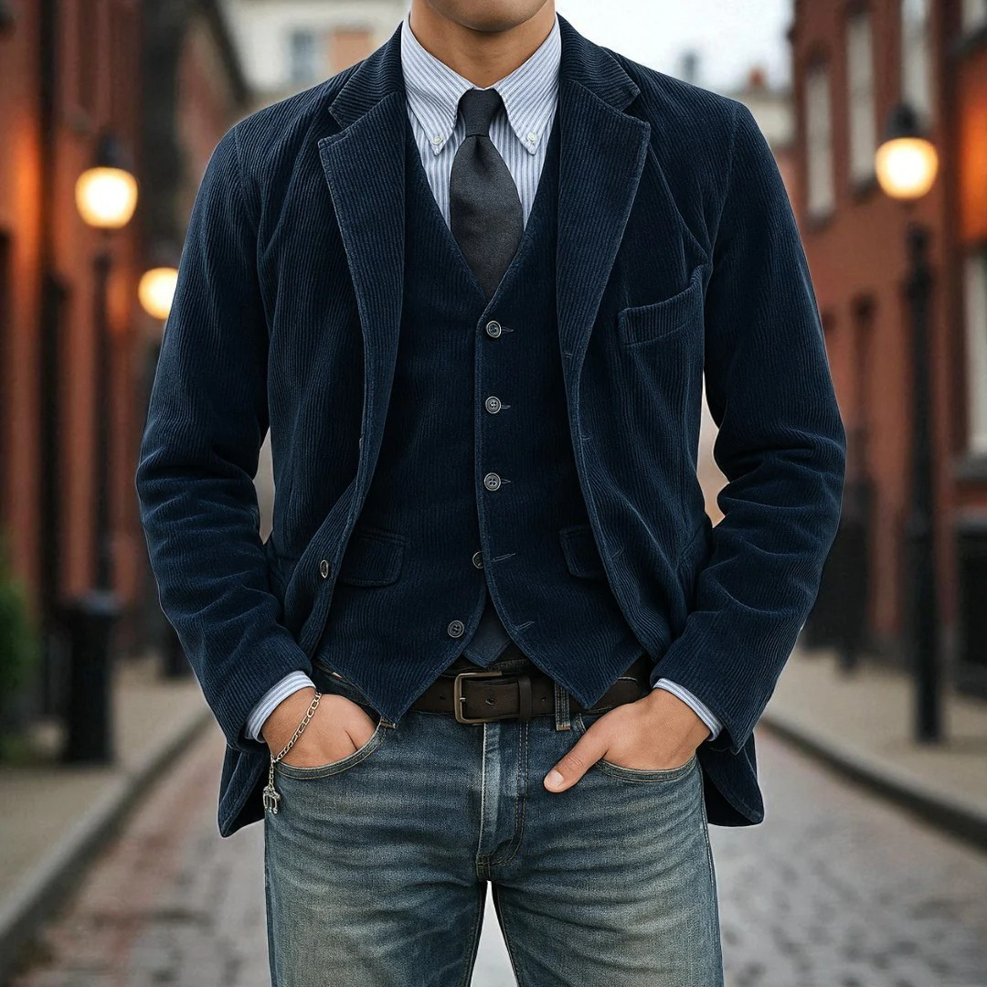 Tommy | Conjunto de 2 piezas: Blazer y Chaleco de Pana