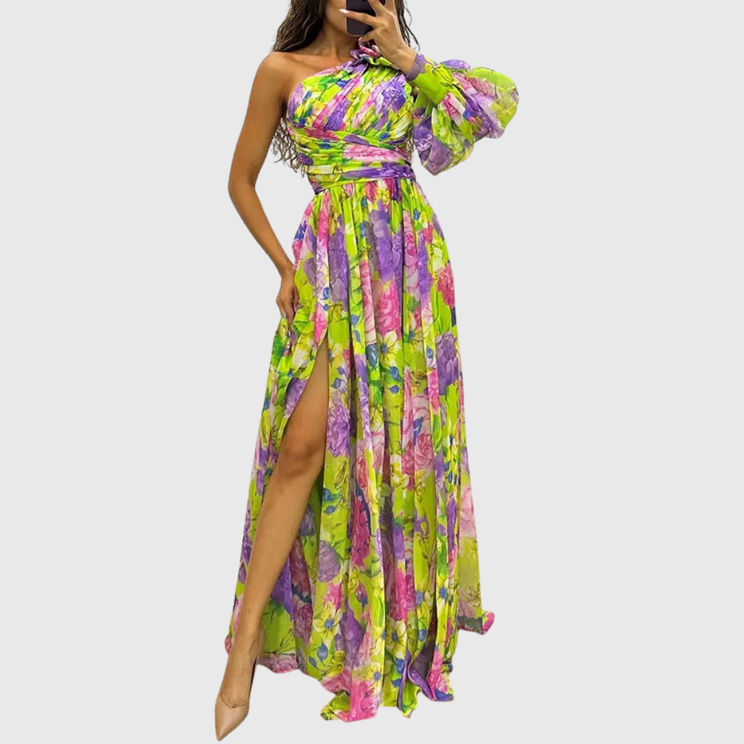 Cassie - Vestido Maxi Floral de Un Hombro