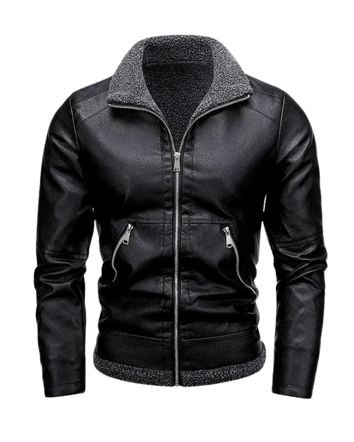 Chaqueta Elegante de Cuero Fleece