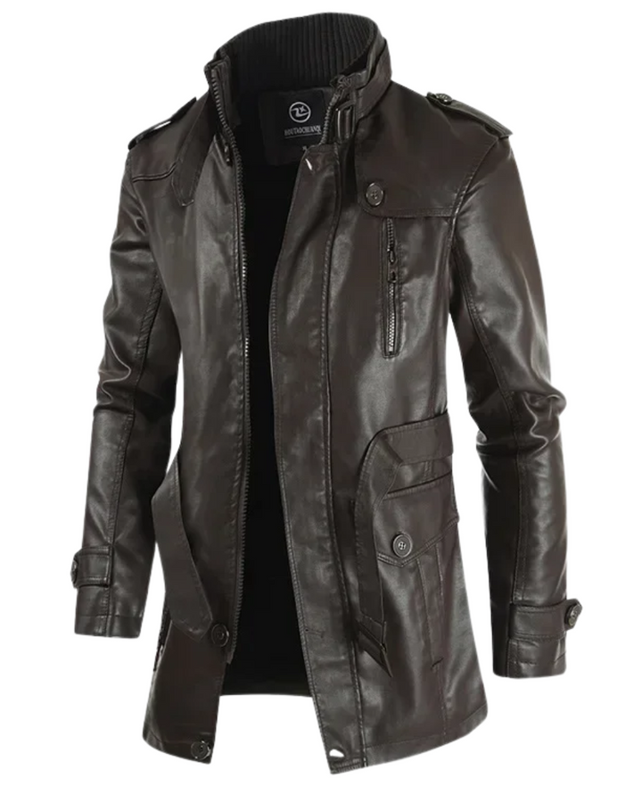 Chaqueta Biker Larga Elegante de Cuero