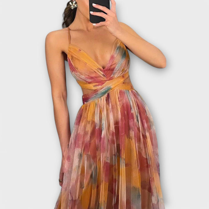 Vestido Maxi Annai de Malla - Elegante y Moldeador de Figuras