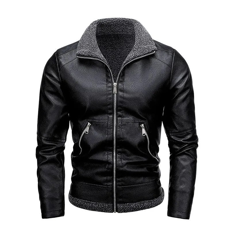 Chaqueta Elegante de Cuero Fleece