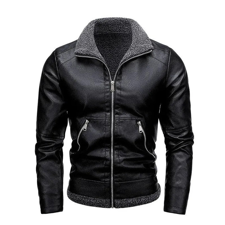 Chaqueta Elegante de Cuero Fleece