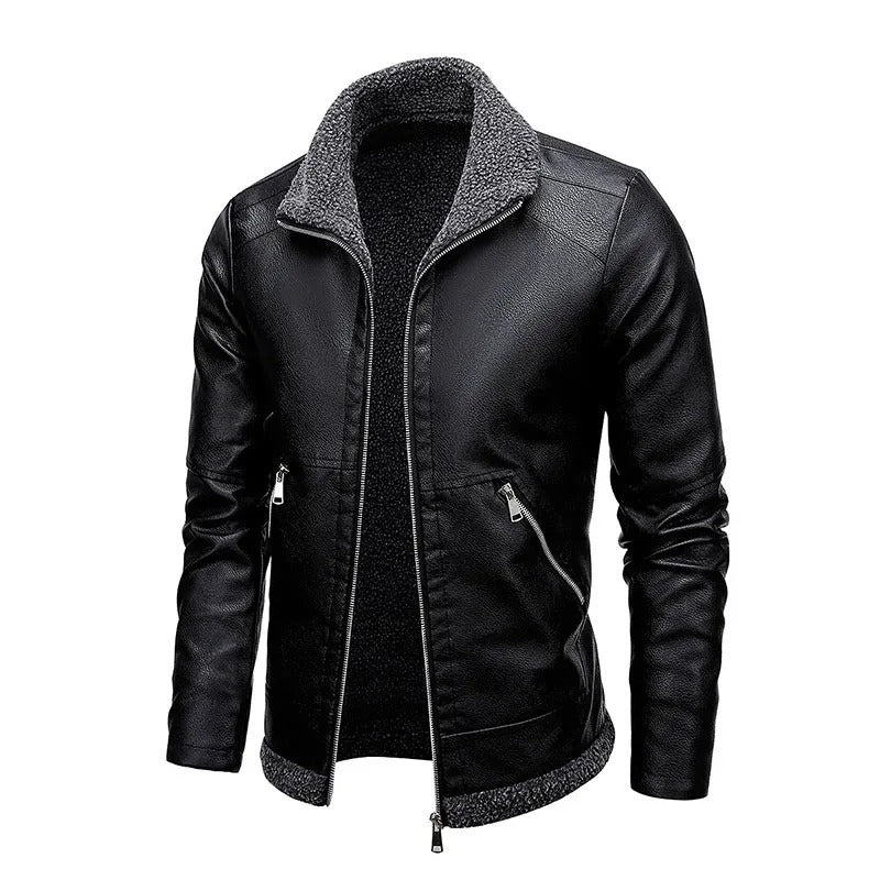 Chaqueta Elegante de Cuero Fleece