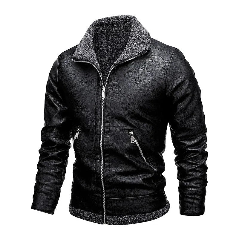 Chaqueta Elegante de Cuero Fleece