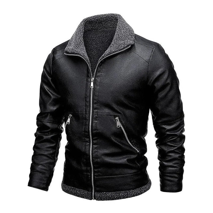 Chaqueta Elegante de Cuero Fleece