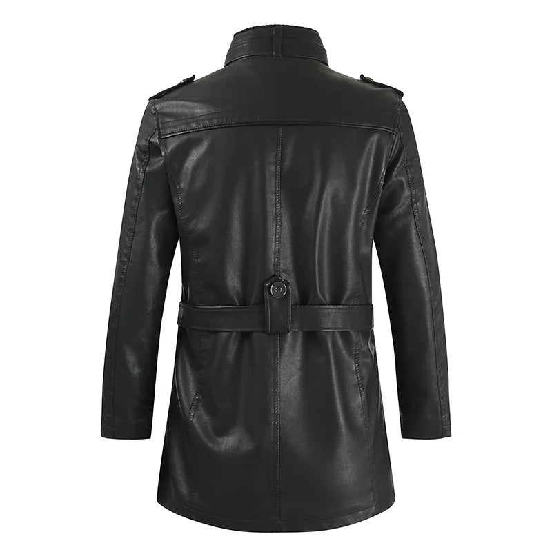 Chaqueta Biker Larga Elegante de Cuero