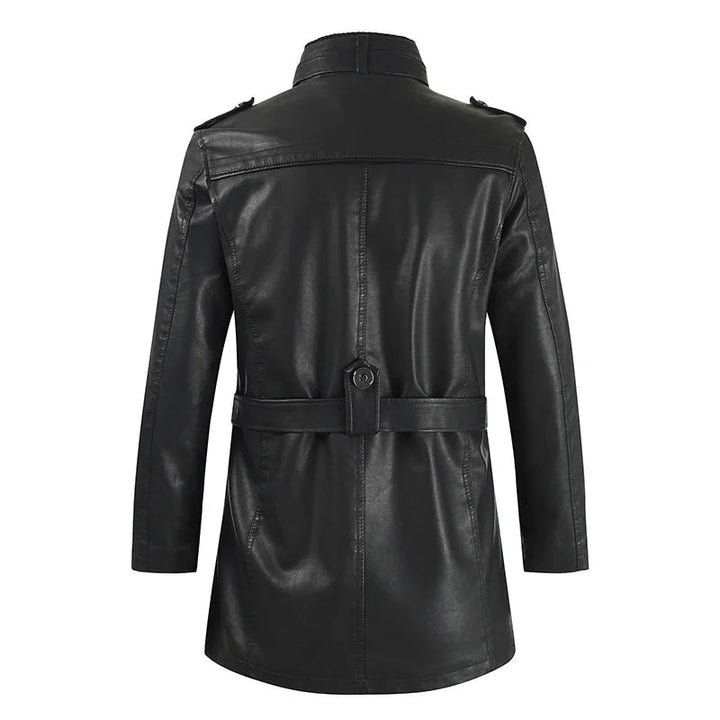 Chaqueta Biker Larga Elegante de Cuero