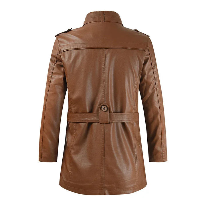 Chaqueta Biker Larga Elegante de Cuero